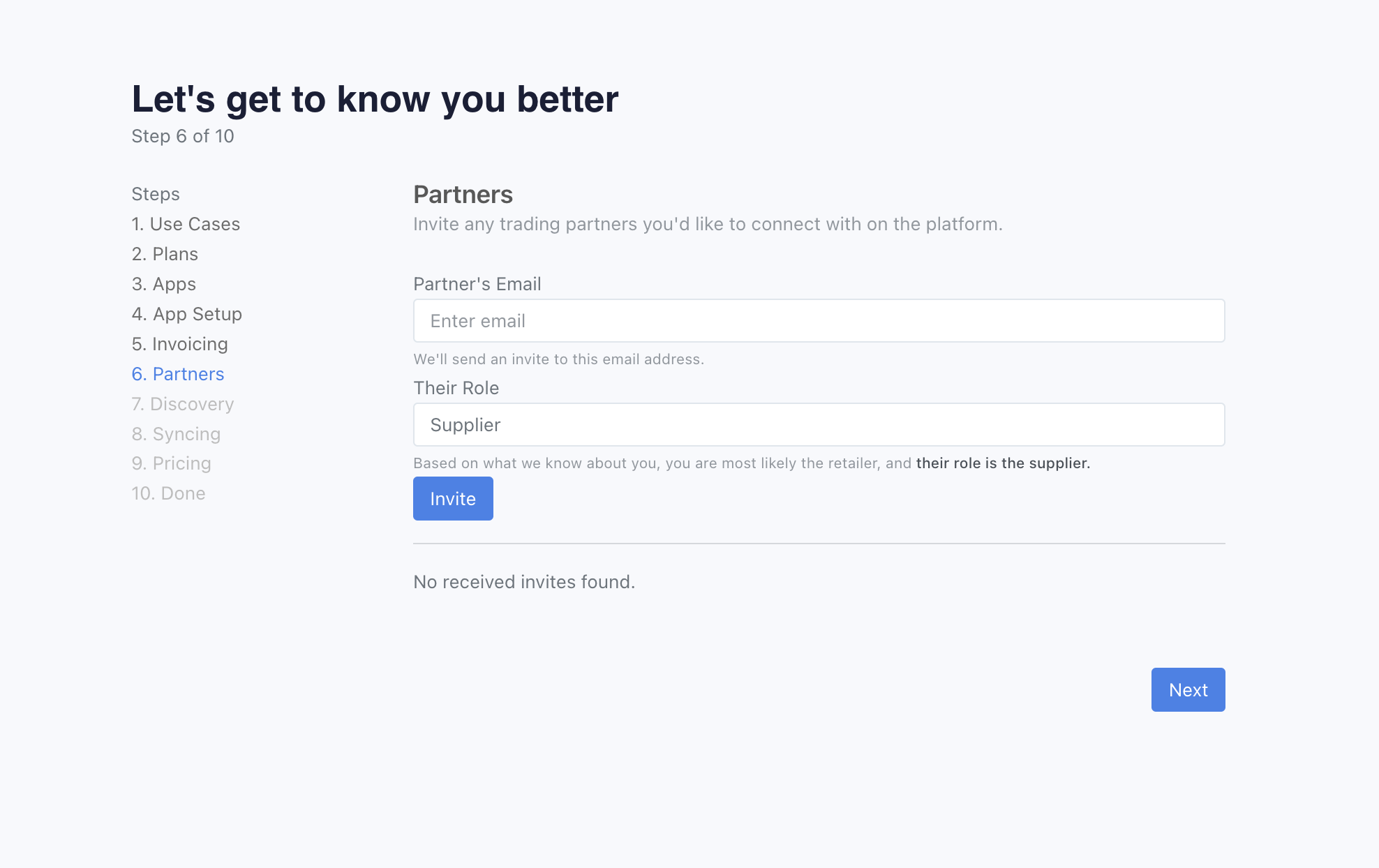 Onboarding: Invite Partners